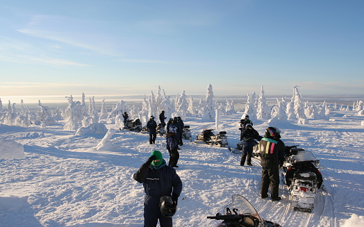 Group on snowscooter trip