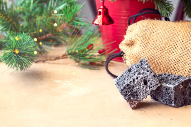 istock Sweet coal candy  and Christmas decoration for for Epiphany day concept. 1723183714