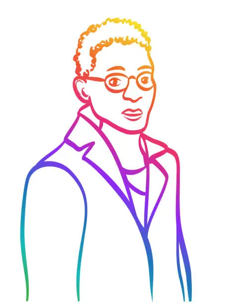 Vector illustration of Black British Young Student Rainbow