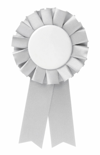 White / Silver ribbon / Award.