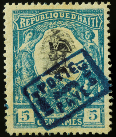 Close-up of antique postage stamp from Haiti