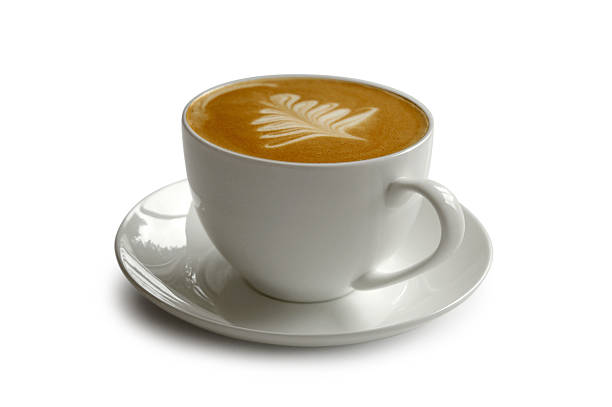 свежей чашкой кофе с обтравка - deep etch стоковые фото и изображения