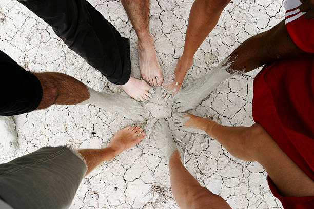 Circle of feet stock photo