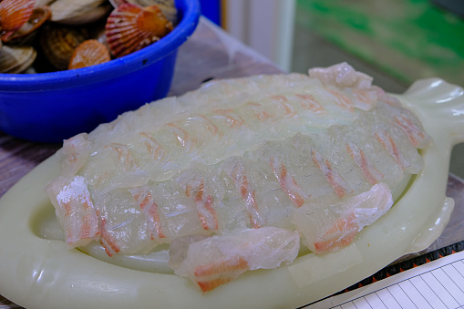 fresh vannamei shrimp on white background