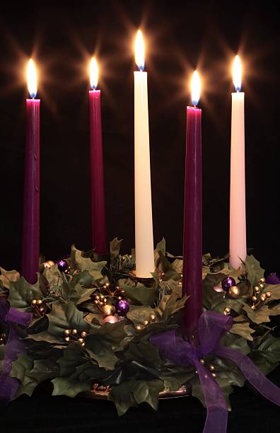 istock Religious: Christmas Advent Wreath with lit candles 172319859