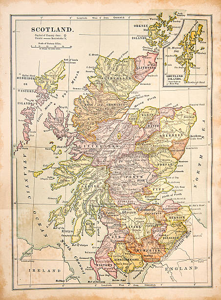 Vintage Map of Scotland stock photo