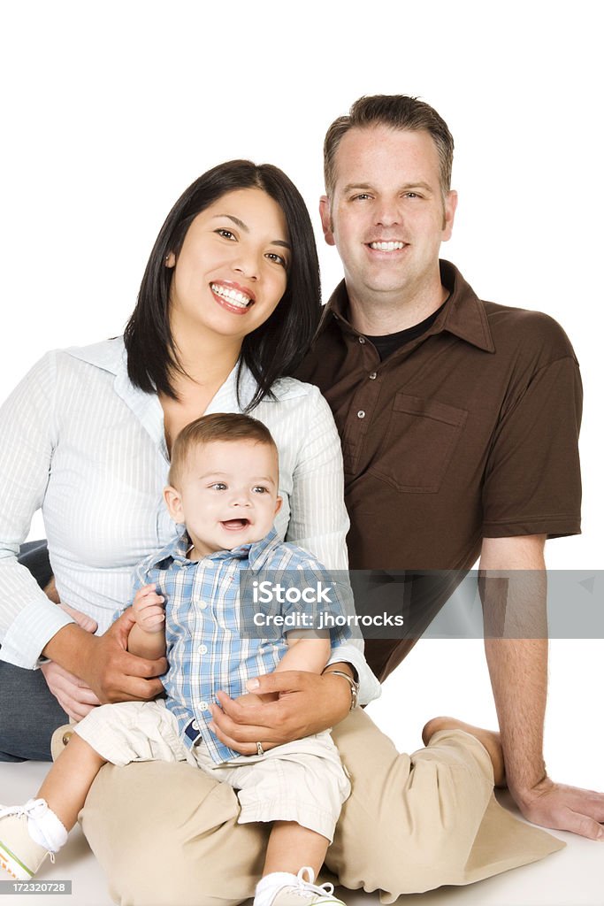 Familien Portrait auf Weiß - Lizenzfrei Drei Personen Stock-Foto
