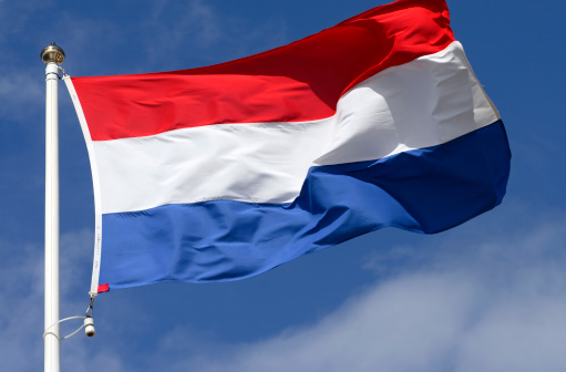 Flag of Luxembourg waving in the wind.