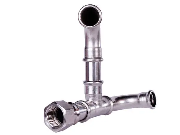 High-grade steel water pipes with white background.