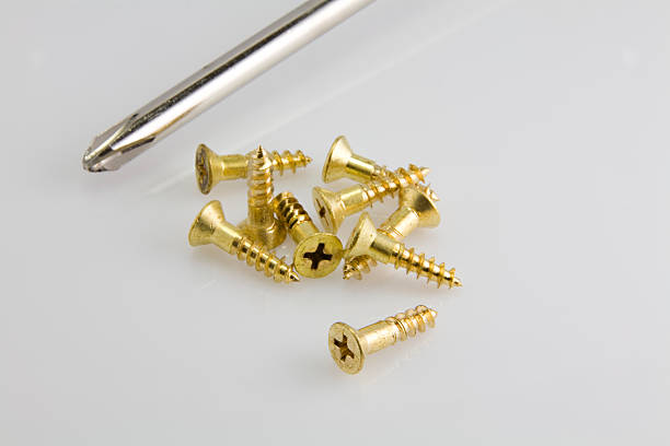 Brass Wood Screws stock photo