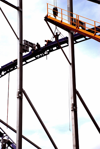 Silhouette of construction workers