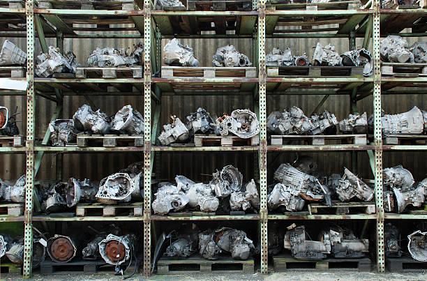 Shelf with used car engines for sale at a junkyardPlease see similar pictures:
