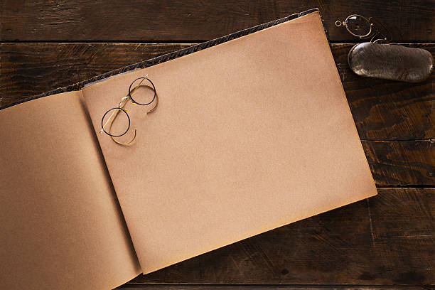 Large book with glasses