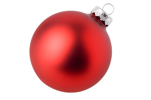 Matte red ball Christmas ornament in a white background