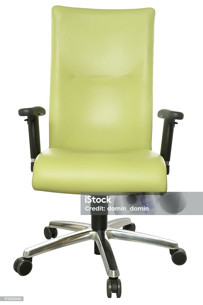 グリーンレザーの車椅子のご利用には、ご自宅やオフィス、白で分離 - からっぽのロイヤリティフリーストックフォト