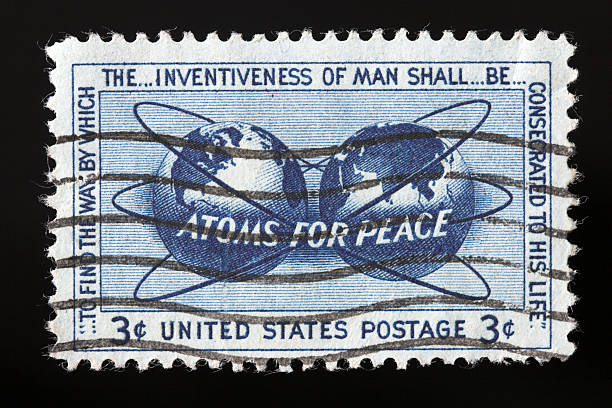 istock Vintage Atoms for Peace stamp, three cents 172323958