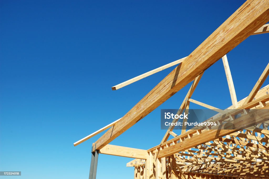 Precontructed Rafters Commercial Construction Rafters Stock Photo - Download Image Now - Blue ...