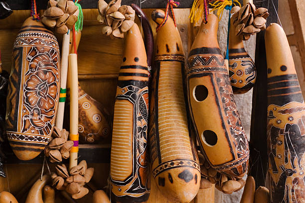 istock Peruvian Indigenous Musical Instruments, Carved and Painted South American Souvenirs 172324089