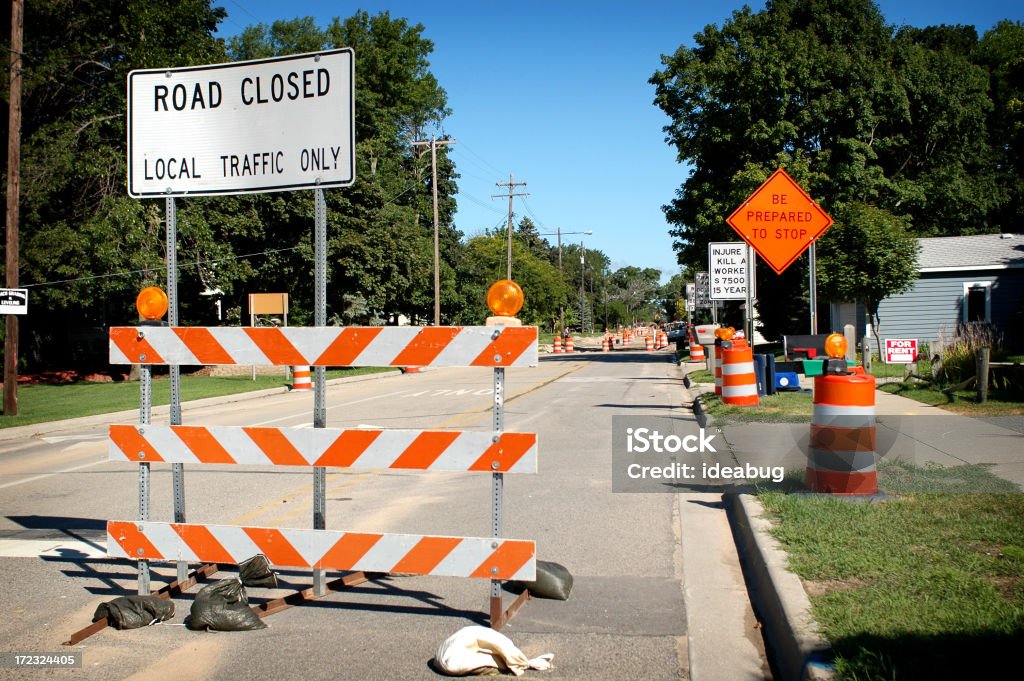 Désagrément de City Road sera fermée pour des travaux de Construction - Photo de Barricade libre de droits