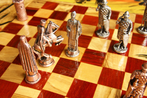 Hand made chess with metallic pieces.This and other images in
