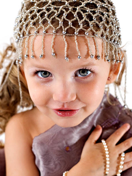 girl decorated with beads stock photo
