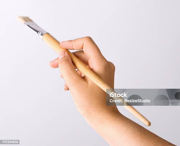 Hand With Brush Stock Photo - Download Image Now - Backgrounds, Blank, Bright