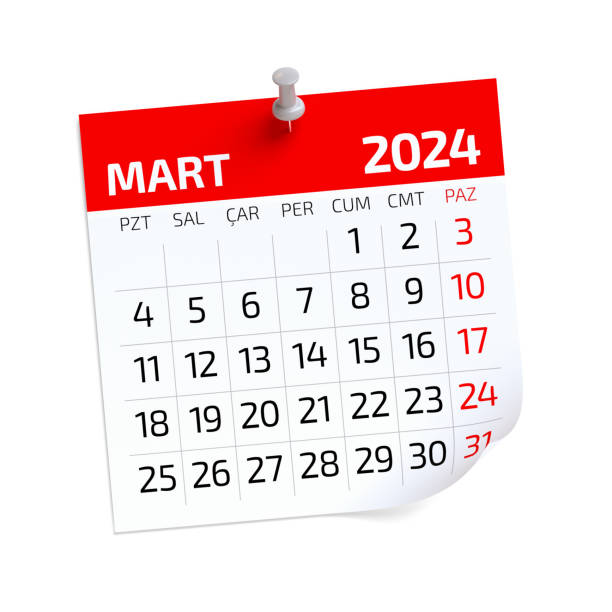 istock March Calendar 2024 in Turkish Language. Isolated on White Background. 3D Illustration 1723261978