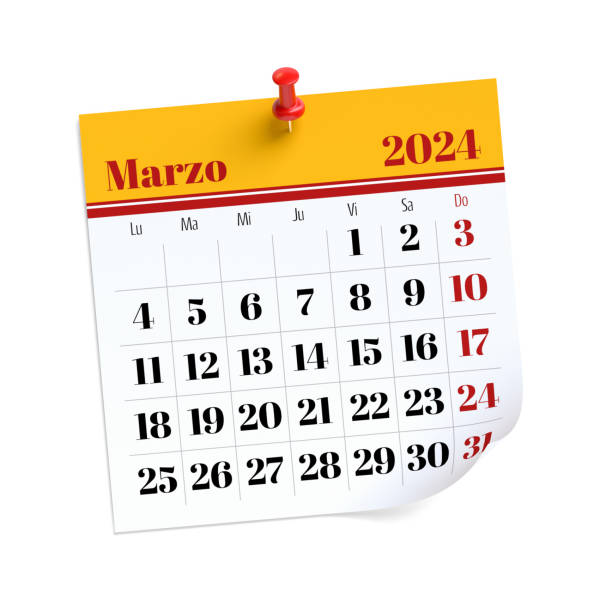 istock March Calendar 2024 in Spanish Language. Isolated on White Background. 3D Illustration 1723261986
