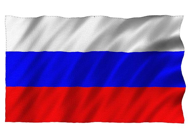 Russia 3D flag on white stock photo