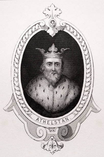 athelstan mit king-size-bett - crown king illustration and painting engraving stock-grafiken, -clipart, -cartoons und -symbole