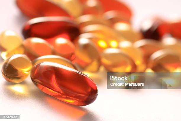 Gel Vitamin Supplement Capsules Stock Photo - Download Image Now - Beauty, Capsule - Medicine, Close-up