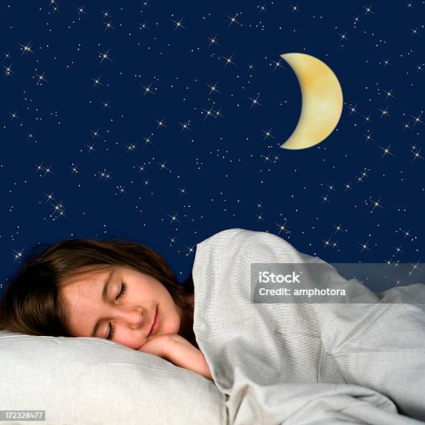 Asleep Stock Photo - Download Image Now - Sleeping, Star - Space, Moon