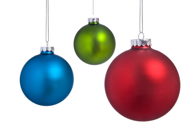 istock Colorful Christmas Baubles Hanging in a Row Isolated on White. 172329068