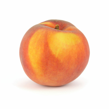 Fresh Peach isolated on white. Clipping path included to remove shadow or replace object background.