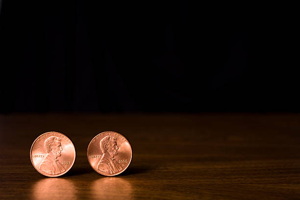 Pennies Close Up With Black & White Background