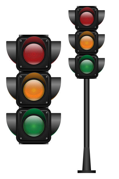 istock Set of Three Traffic Lights with all three colors on. Realistic vector illustration isolated on white background. 3D EPS10. 1723300749
