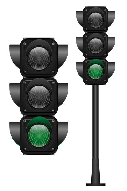 istock Green traffic Lights with a single color on. Realistic vector illustration isolated on white background. 3D EPS10. 1723305004