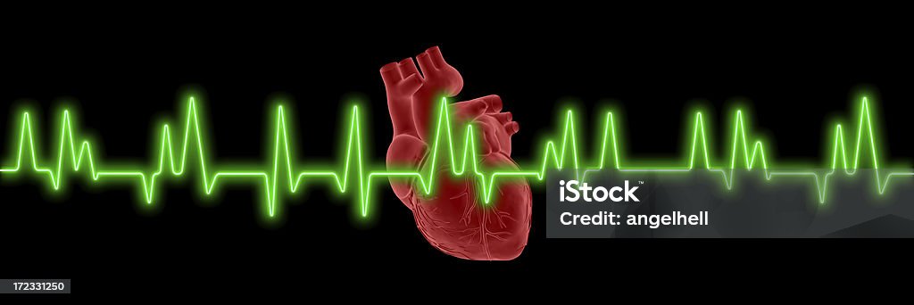 Elektrokardiogramu (EKG) z Serce człowieka na ekranie - Zbiór zdjęć royalty-free (Analizować)