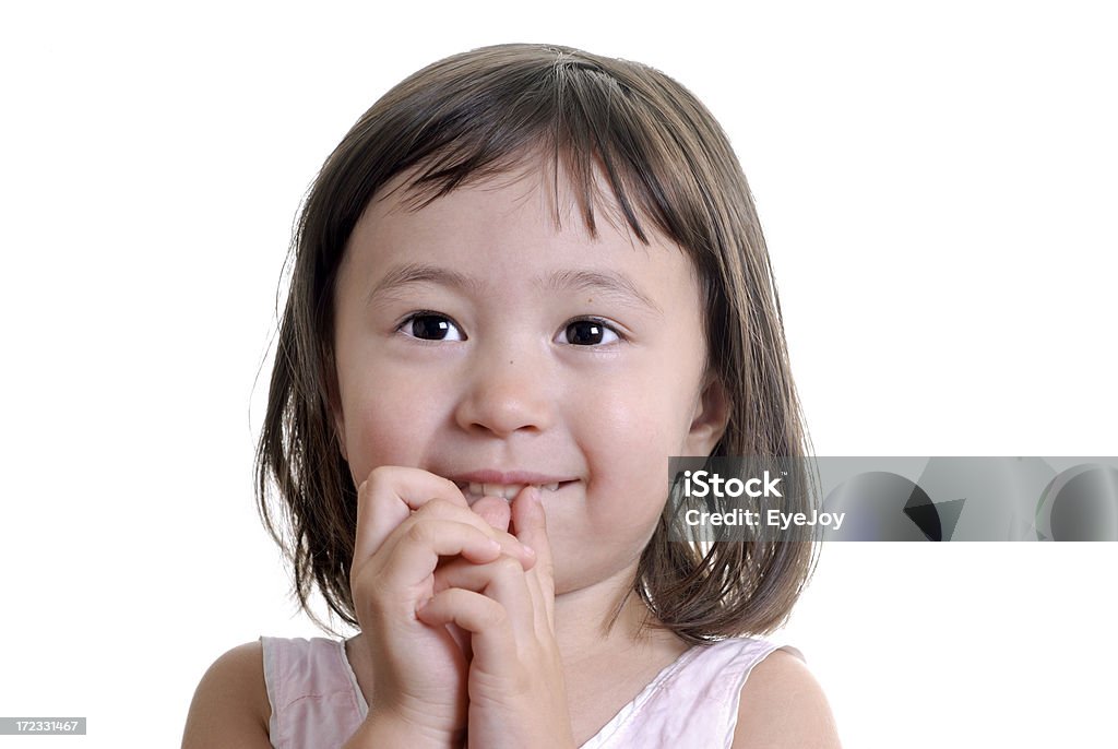 Bambina guardando avanti in attesa - Foto stock royalty-free di Mangiarsi le unghie
