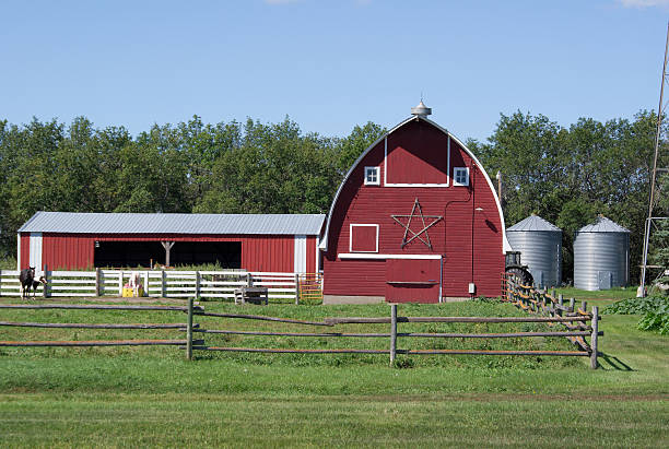 istock red barn and horse corral 172331746