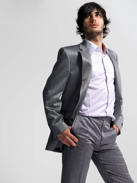 Model in a gray suit stock photo