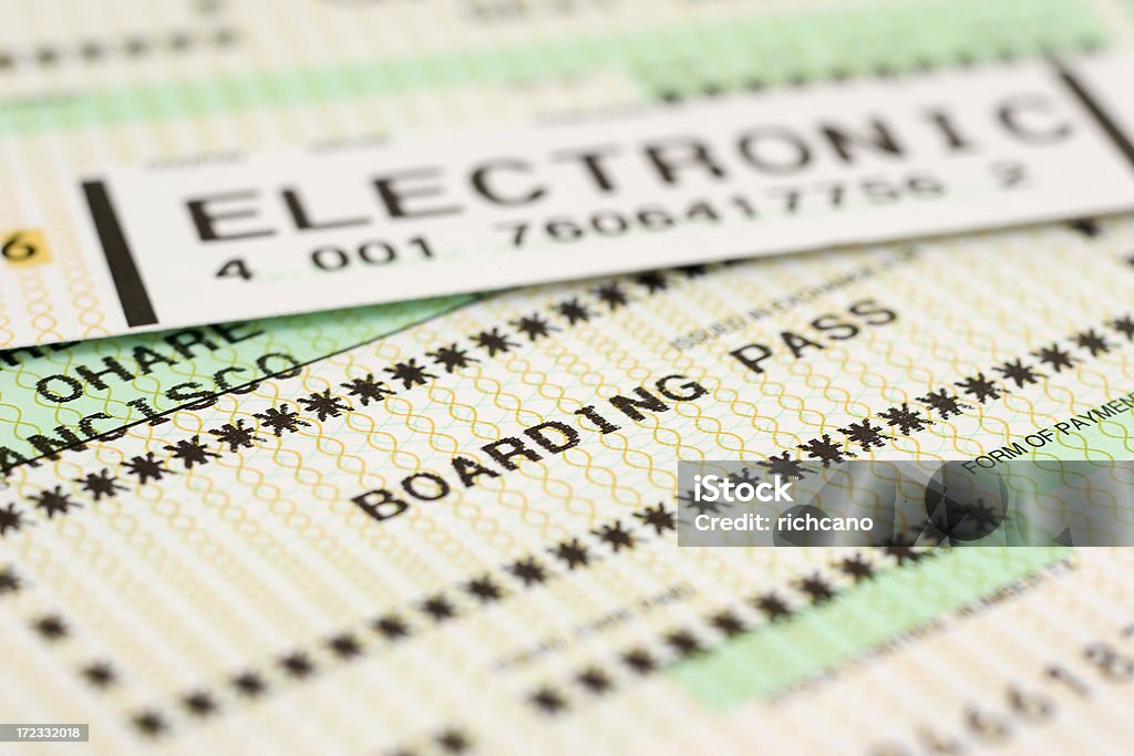 Poste d'impression des cartes d'embarquement - Photo de Coupon libre de droits