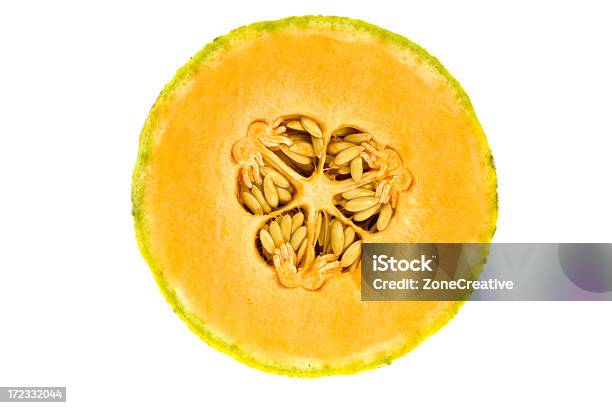 Tasty Ripe Orange Isolated Melon Stock Photo - Download Image Now - Beauty, Circle, Curve