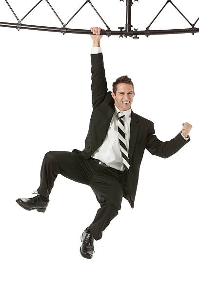 istock Businessman hanging with a metal structure 172333002