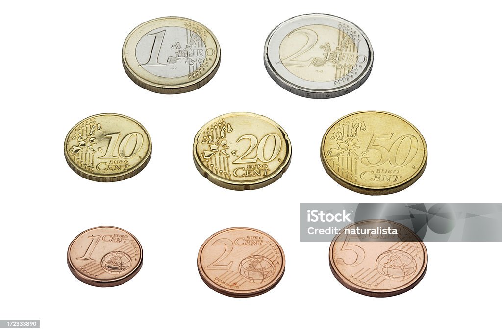 Moedas de Euro em perspectiva - Foto de stock de Moeda da União Europeia royalty-free