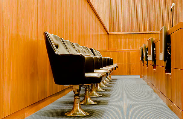 Modern Jurors' Box in Federal CourtRoom stock photo