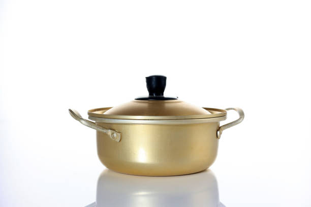 Korean Ramyeon Pan with Lid Soup Isolated on White