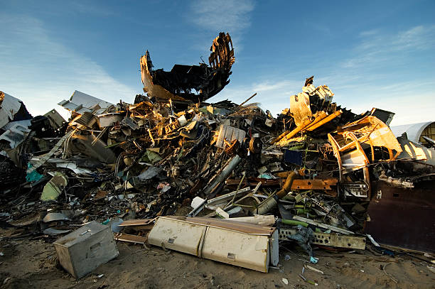 Stack of Junk at an Airplane Graveyard stock photo