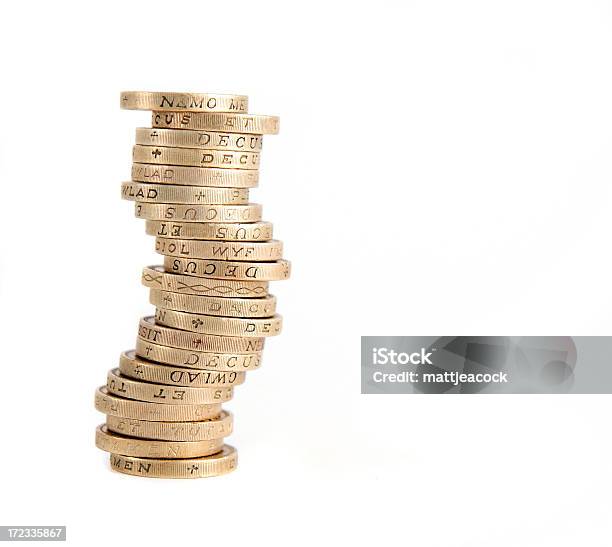 Stack Of British Pound Sterling Coins On A White Background Stock Photo - Download Image Now
