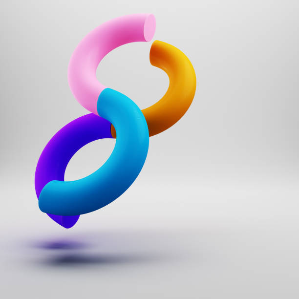 istock Abstract minimal scene. Geometric bolded shapes colorful bended cylinders on bright gray background 1723360209